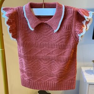 Knit Kids Top with Ruffle Sleeves
